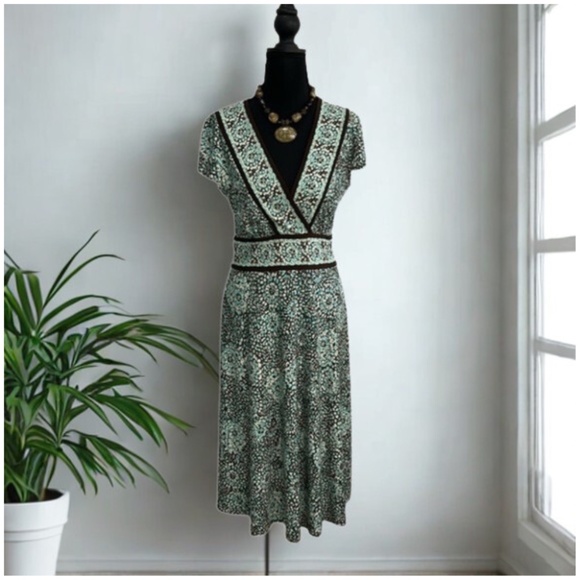 Jessica Howard Teal and Brown Patterned Dress - Picture 1 of 13